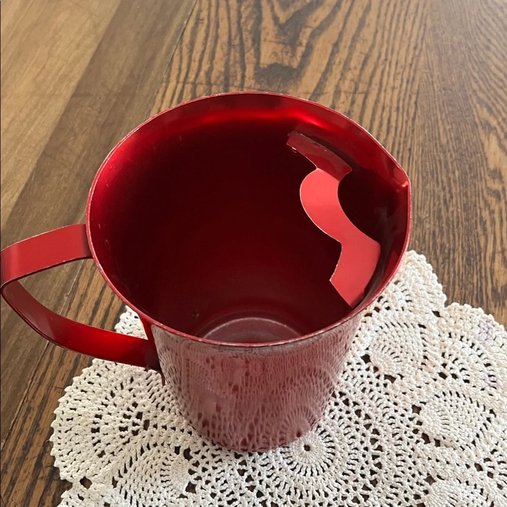 Vintage mid-century aluminum Red Metal Pitcher
